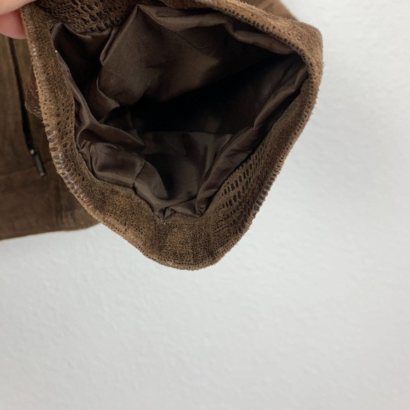 Valerie Stevens Mock Neck Suede Leather Zip Snake Skin Jacket Size Large - Picture 4 of 8